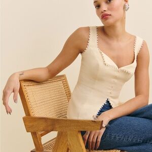 Reformation Viola Linen Top Sugar NWOT